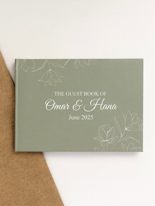 Floral Customized Wedding Guest Book