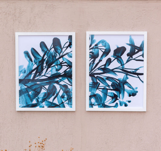 Blue Green Abstract Flowers