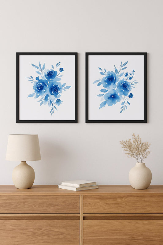 Watercolour Blue Flowers